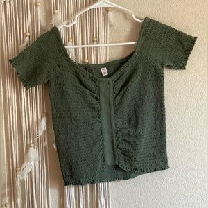 NWOT- BP Green Ruched Crop Top- Size Medium
